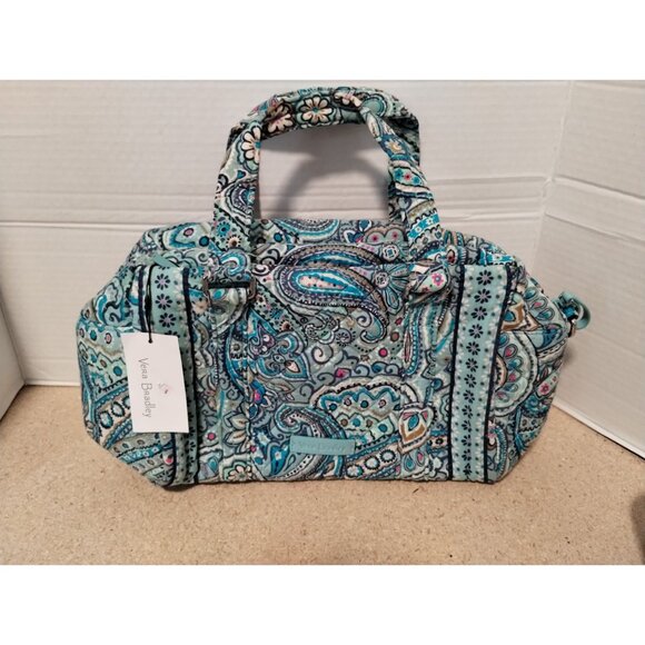 Vera Bradley Paisley Blue Cotton Shoulder Bag With Adjustable Strap & Handles - Picture 1 of 3